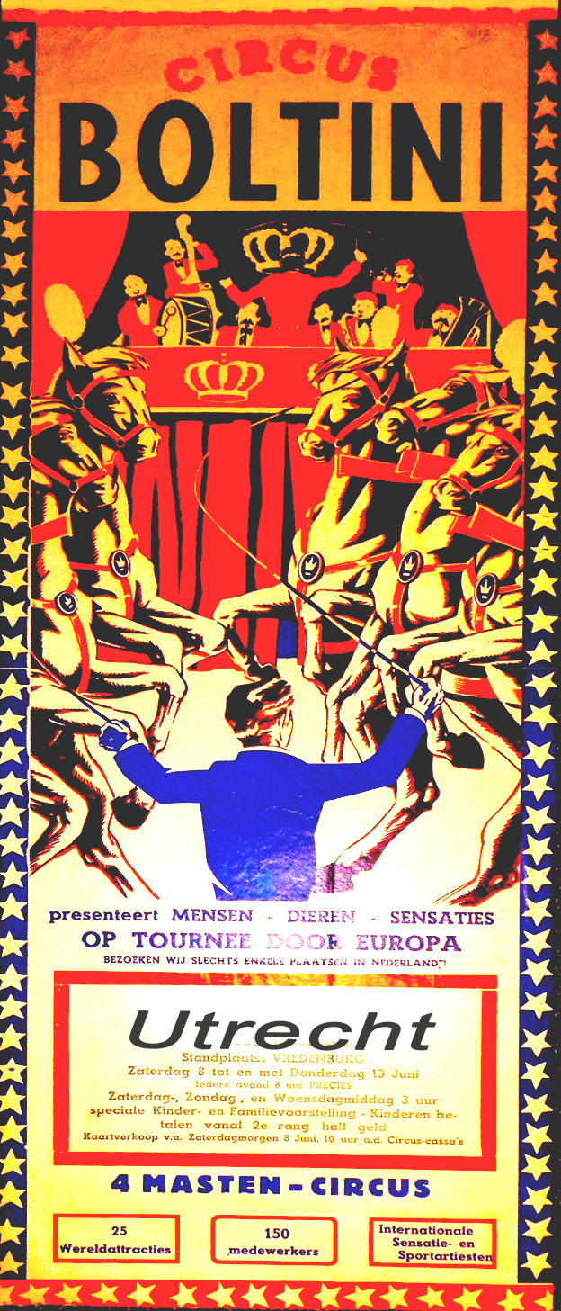 Zirkus-Plakat 1957 (original) "Circus Boltini" 83 x 42cm